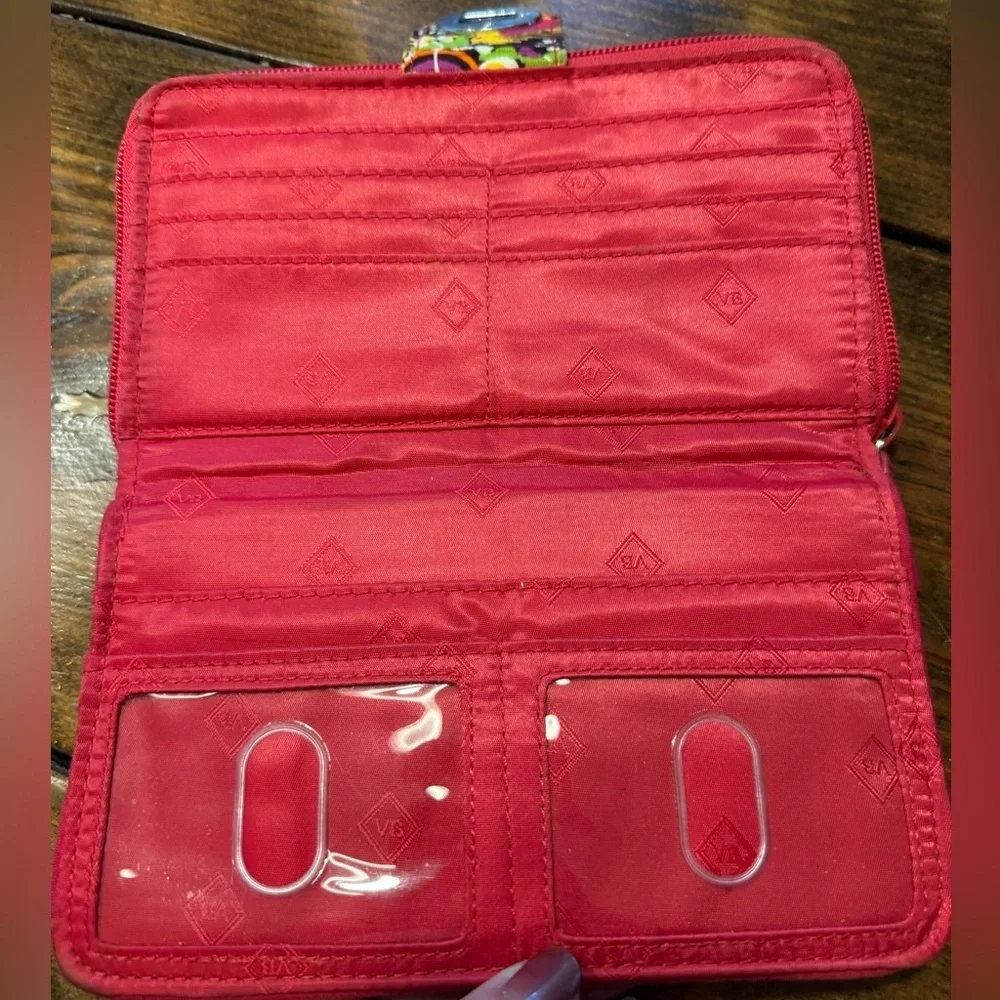 Vera Bradley Multicolor Patterned Wallet Red/turquoise metal clip Never used